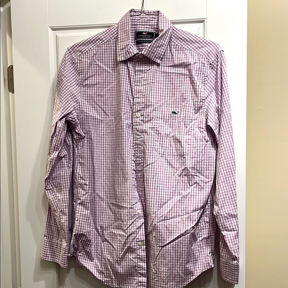 Vineyard Vines Men's Purple Checkered Classic Fit Tucker Shirt size M